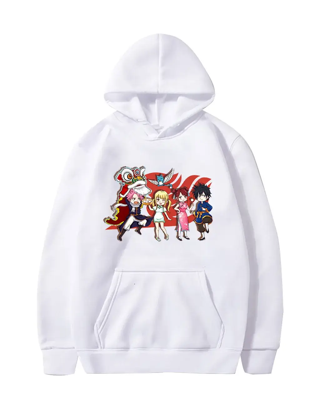 Red Cross Border Fairy Tail Hoodie Large Fleece Lined