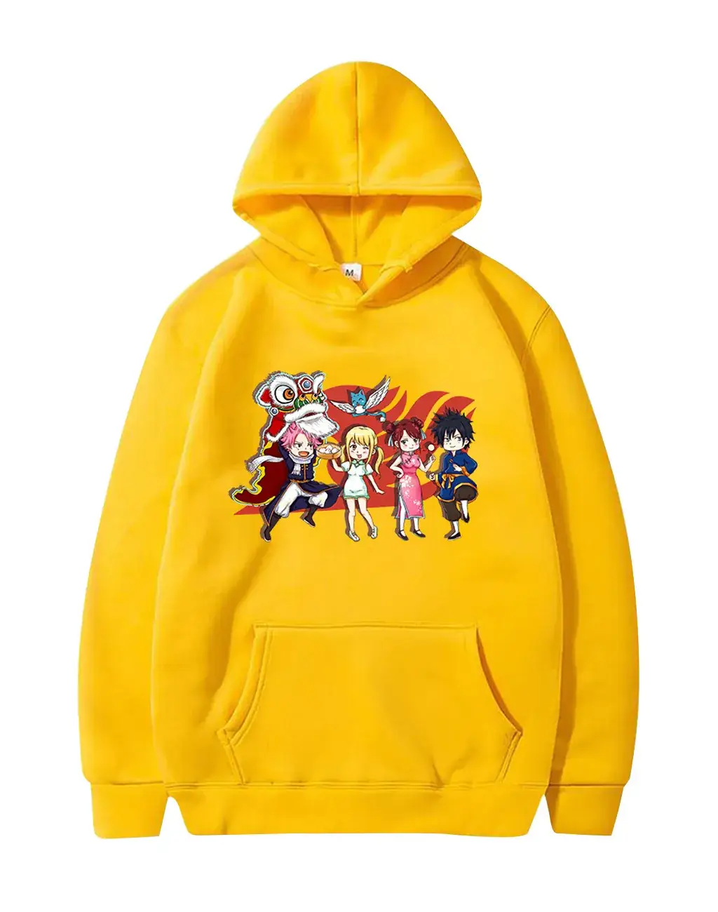 Red Cross Border Fairy Tail Hoodie Large Fleece Lined