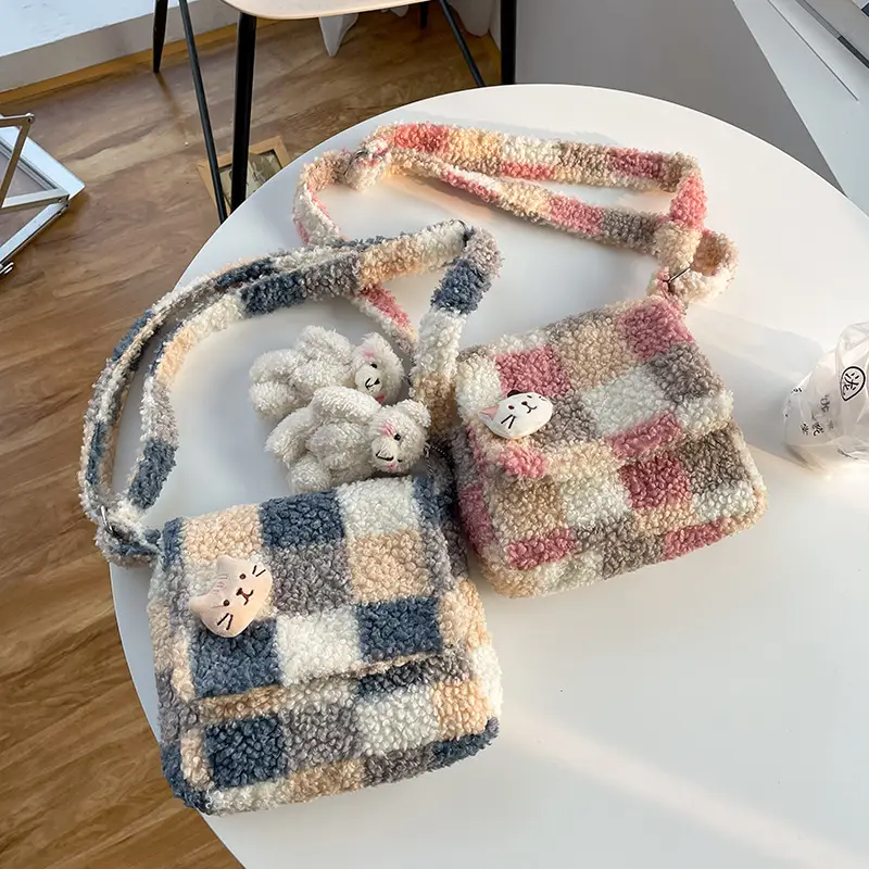 Japanese College Style Antique Soft Girl Plaid Shoulder Bag - Image 4