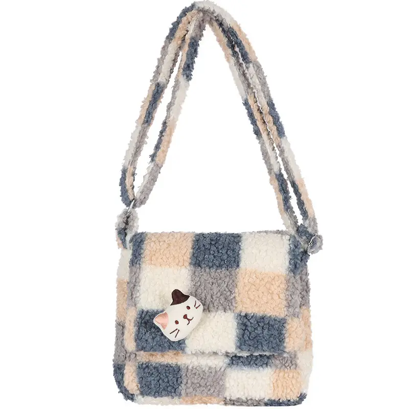 Japanese College Style Antique Soft Girl Plaid Shoulder Bag - Image 6