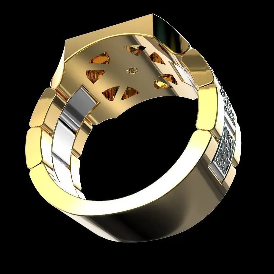 Men's Square Gold Diamond Watch with White Crystal Wide Face - Image 5