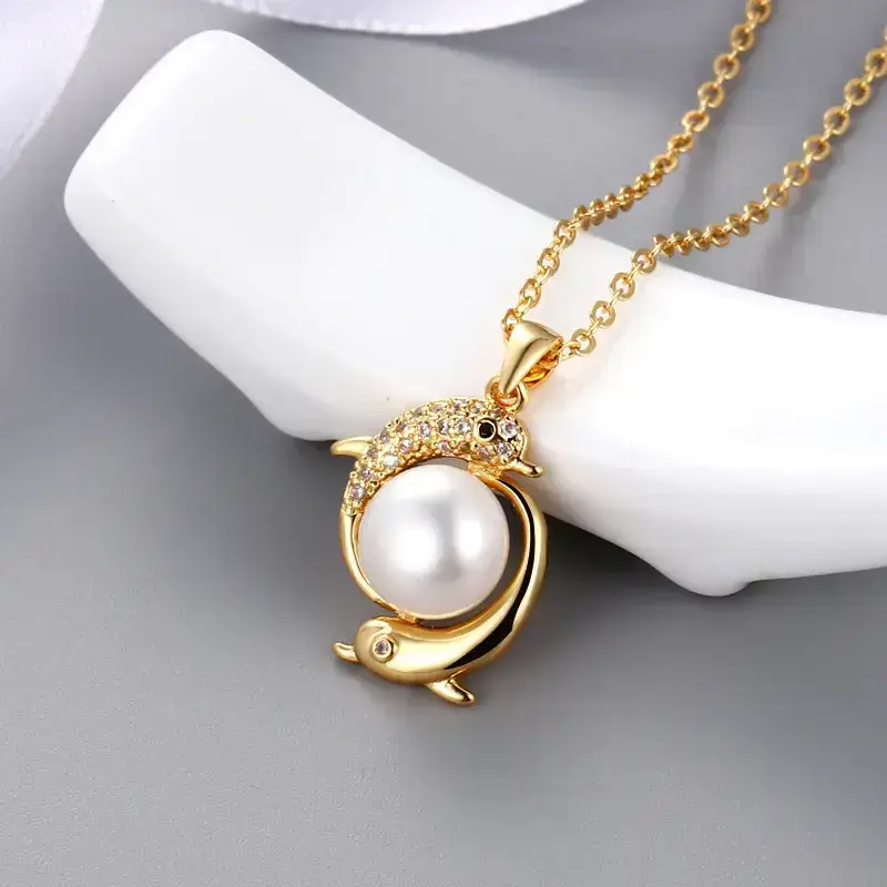 Japanese Pearl Pendant with Dolphin Design - Image 9
