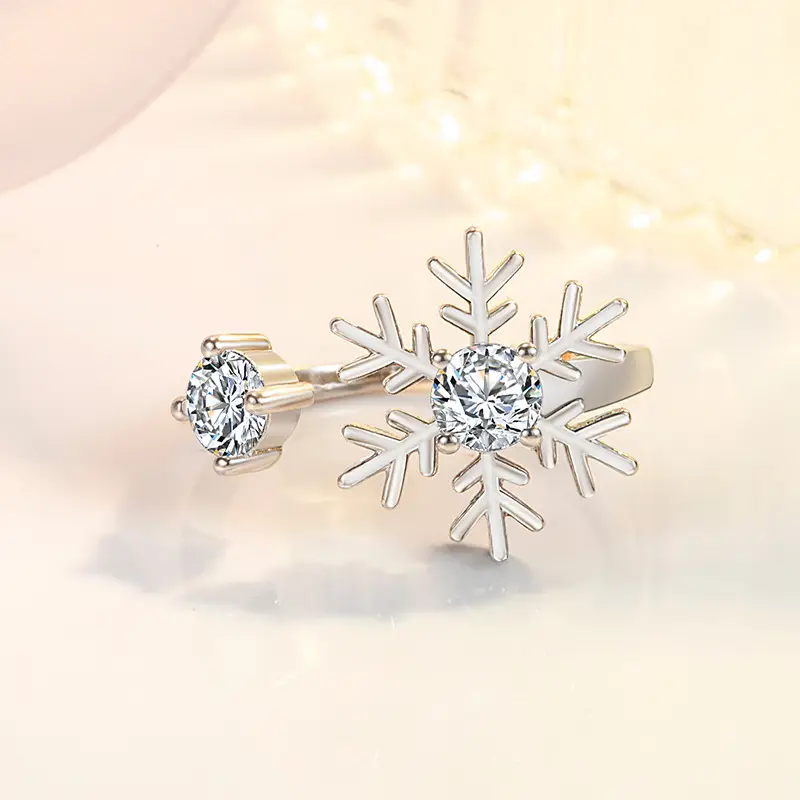 Snowflake Diamond Ring for Women Frost Flower Design - Image 4