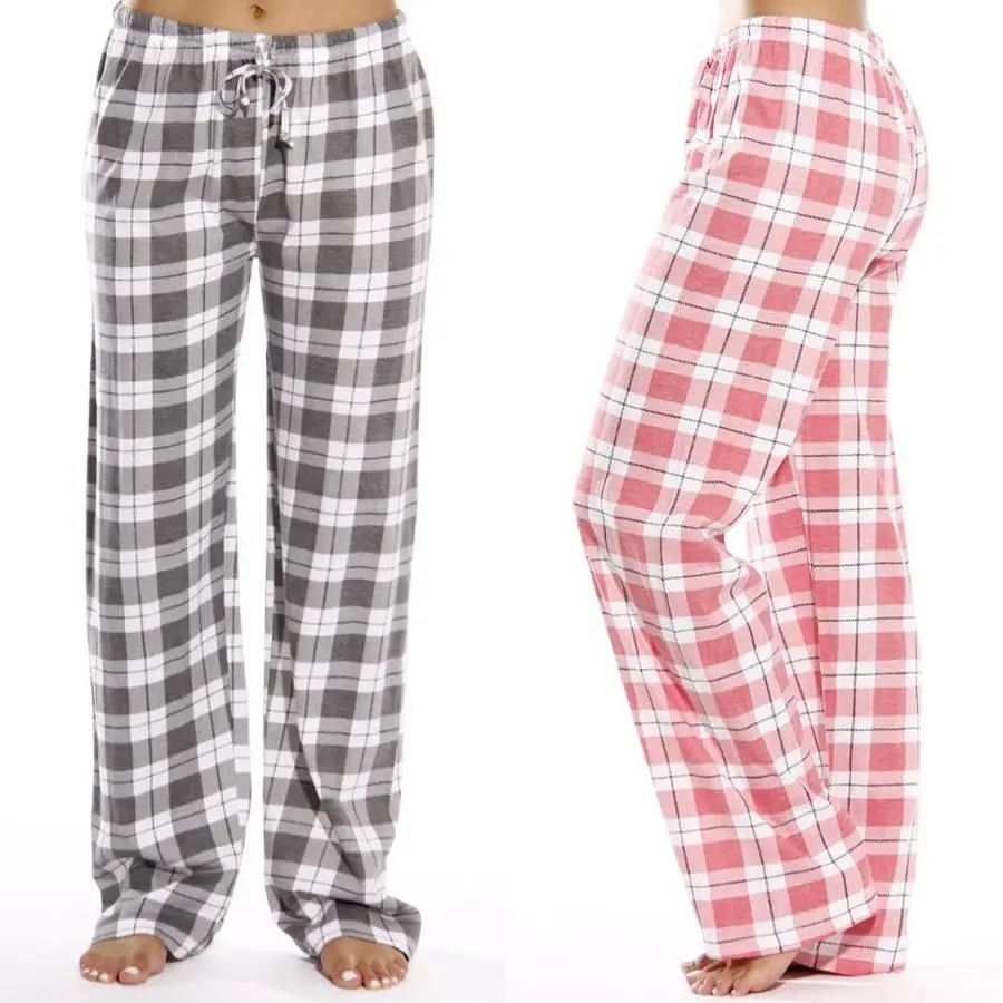 Women's Blue & White Plaid Pajama Pants - Image 9