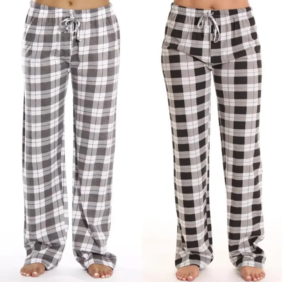 Women's Blue & White Plaid Pajama Pants - Image 10
