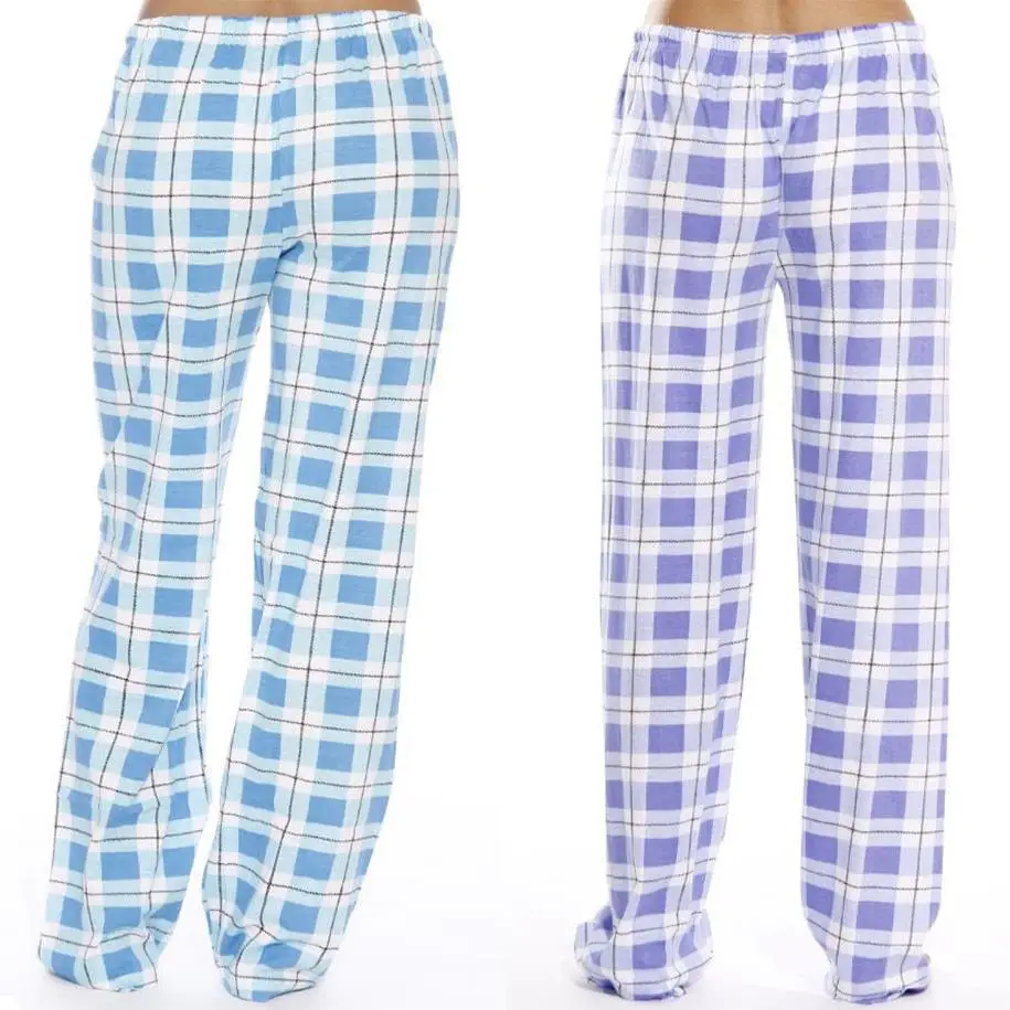 Women's Blue & White Plaid Pajama Pants - Image 11