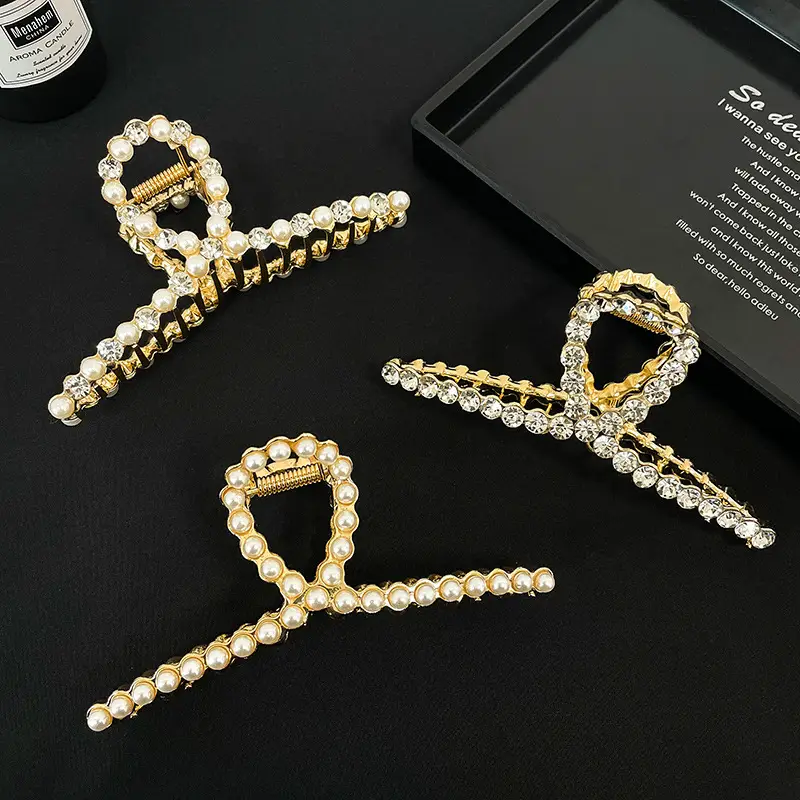 Pearl Hair Clip for Women Back of Head Japanese Style