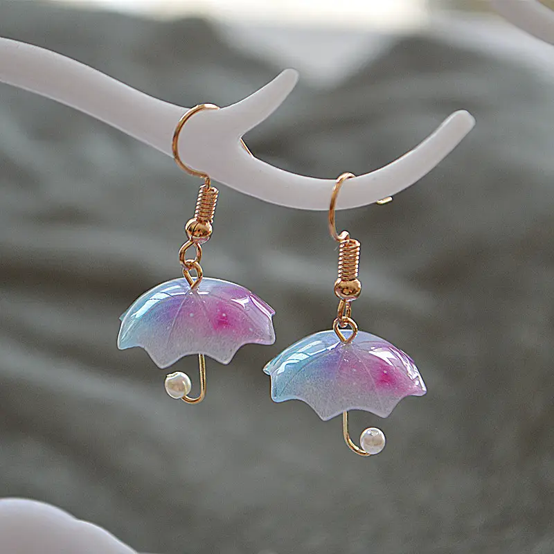 Mini Sun Umbrella Pearl Earrings for Women