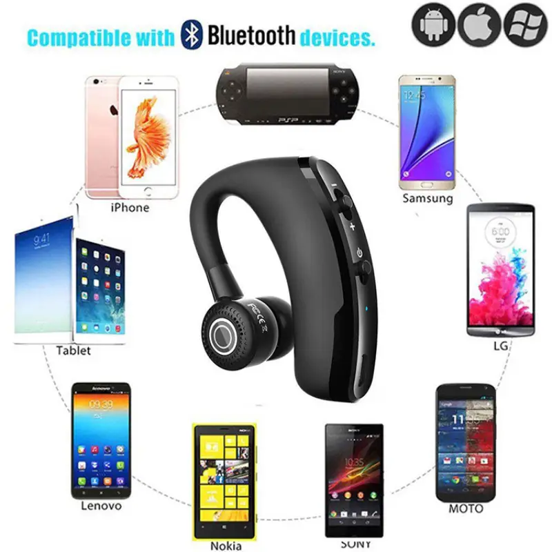 V9 Bluetooth Monaural Headset Black Extra Long Standby - Image 9