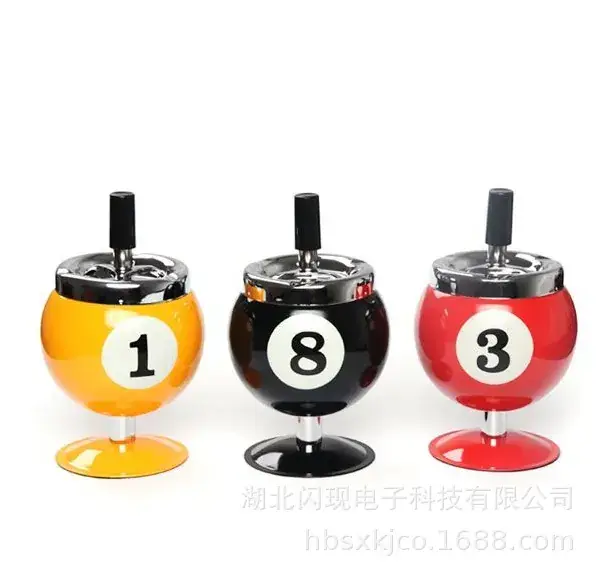 Lucky Billiards Rotating Metal Ashtray Red - Image 2