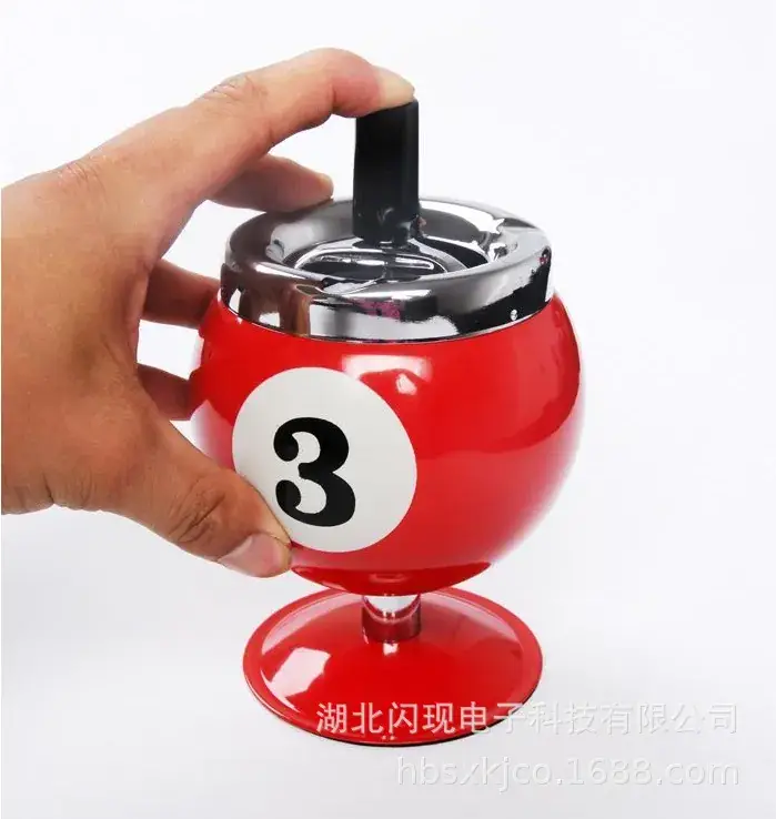 Lucky Billiards Rotating Metal Ashtray Red - Image 3