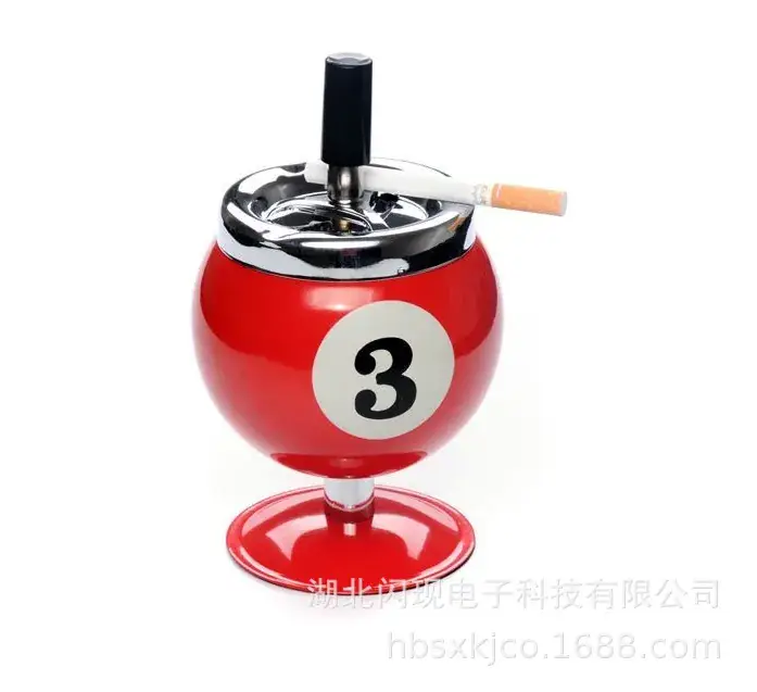 Lucky Billiards Rotating Metal Ashtray Red - Image 4