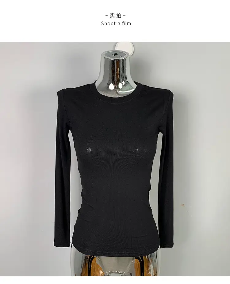 Red Long Sleeve Slim Fit T-Shirt for Women — feature 26