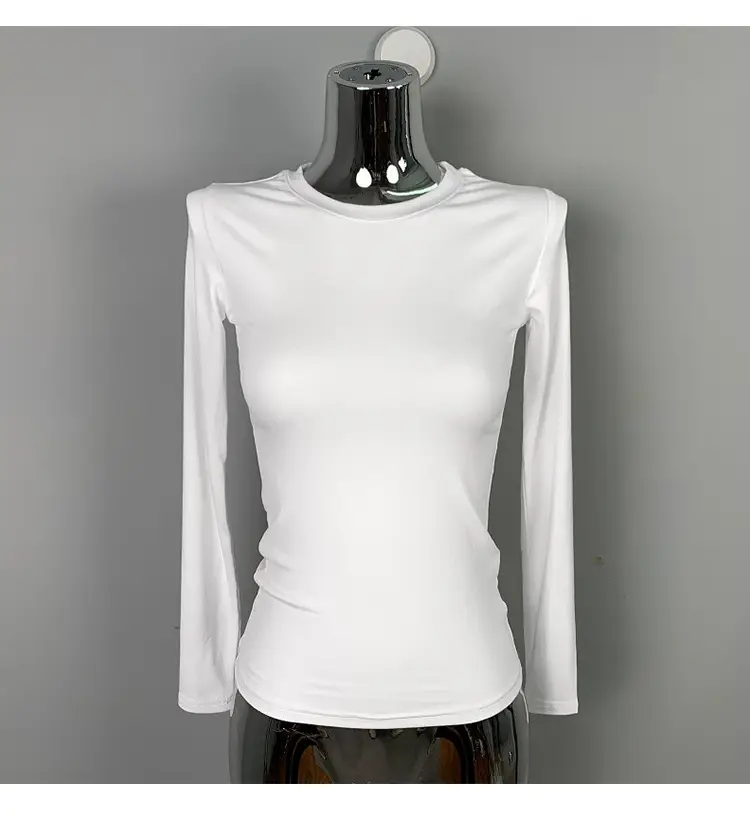 Red Long Sleeve Slim Fit T-Shirt for Women — feature 27
