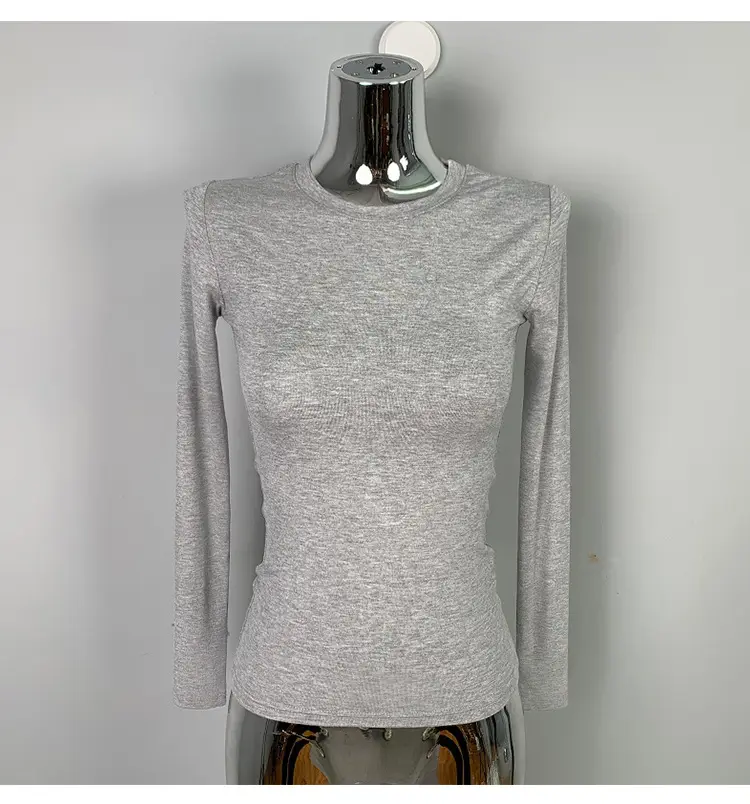 Red Long Sleeve Slim Fit T-Shirt for Women — feature 28