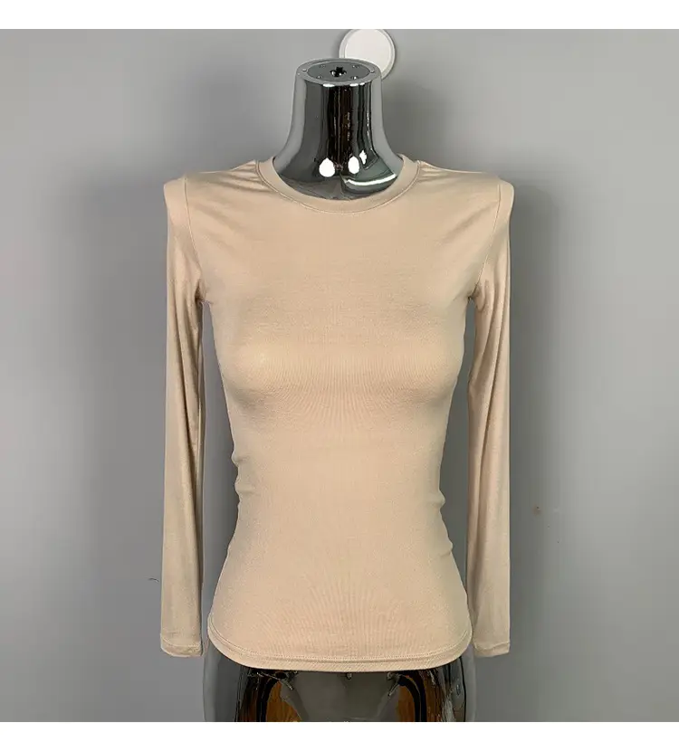 Red Long Sleeve Slim Fit T-Shirt for Women — feature 29