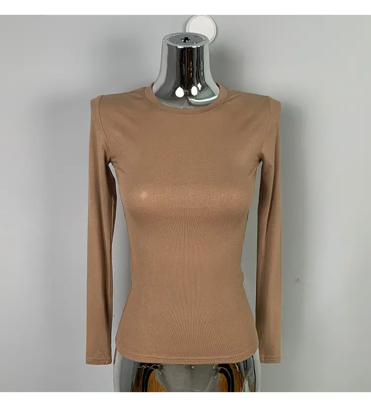 Red Long Sleeve Slim Fit T-Shirt for Women — feature 30