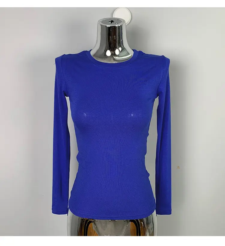 Red Long Sleeve Slim Fit T-Shirt for Women — feature 31