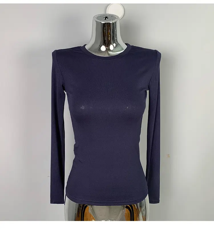 Red Long Sleeve Slim Fit T-Shirt for Women — feature 34