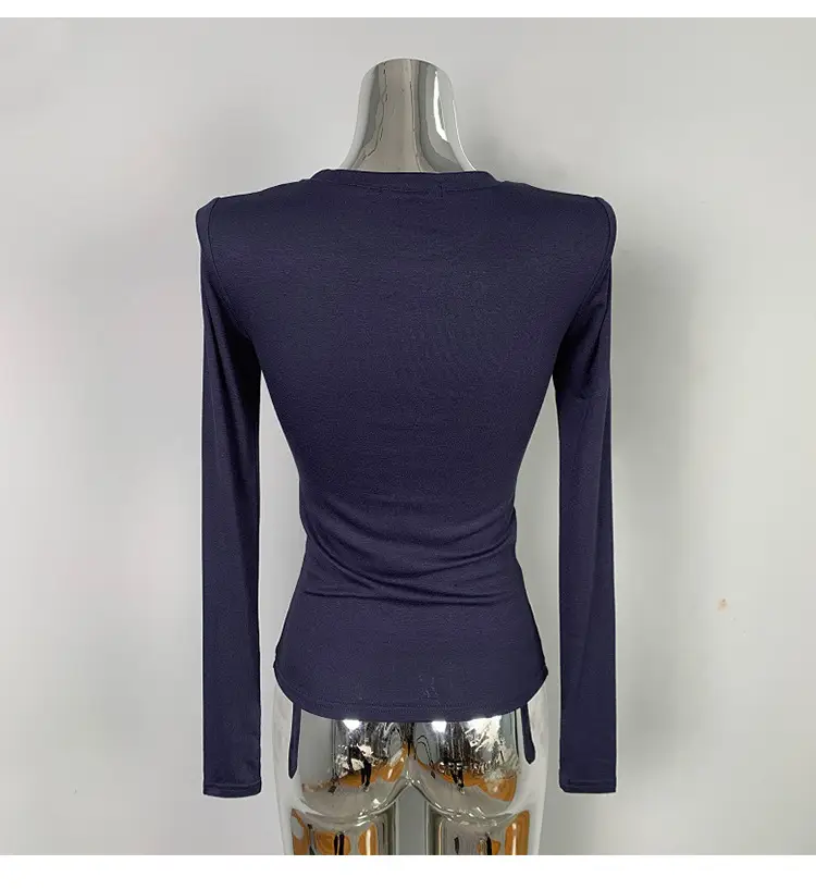 Red Long Sleeve Slim Fit T-Shirt for Women — feature 35
