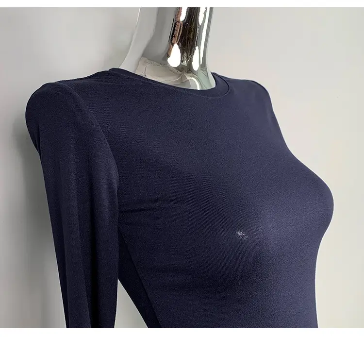 Red Long Sleeve Slim Fit T-Shirt for Women — feature 37