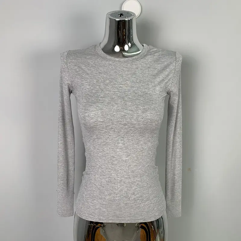 Red Long Sleeve Slim Fit T-Shirt for Women - Image 2