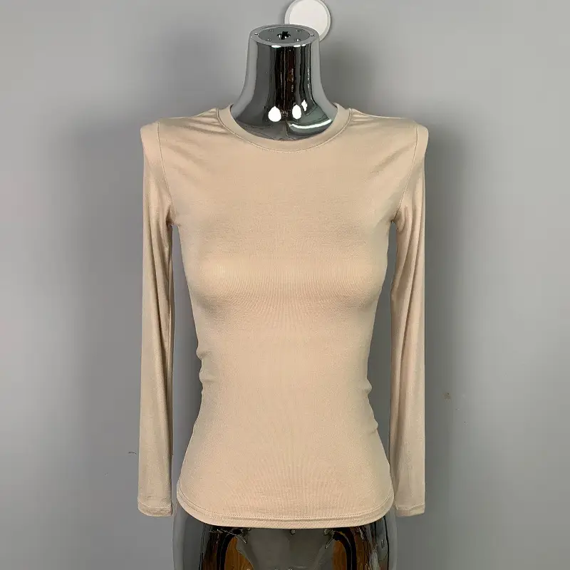 Red Long Sleeve Slim Fit T-Shirt for Women - Image 3