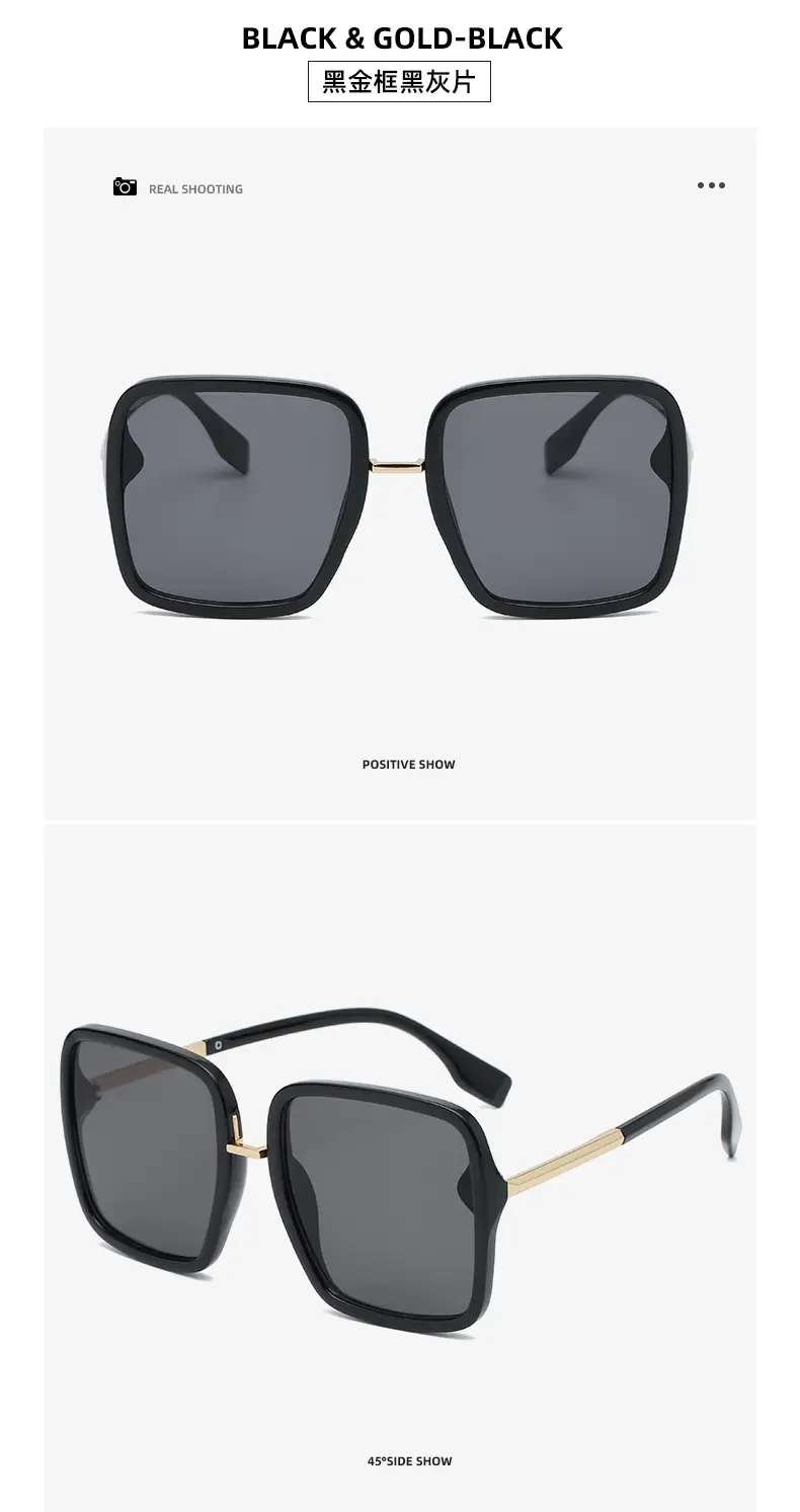 Orange Gold Pink Square Sunglasses Large Frame — feature 14