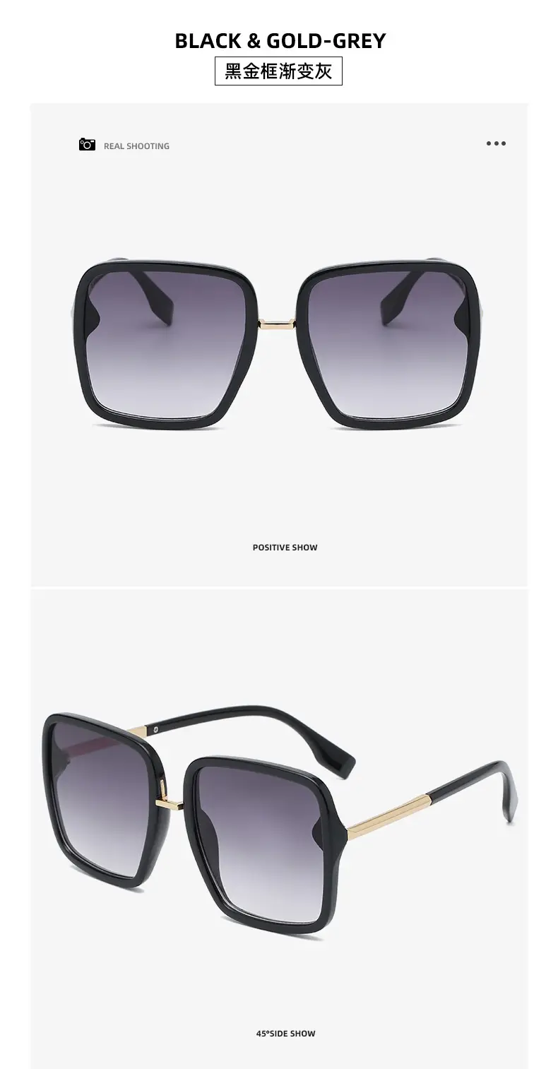 Orange Gold Pink Square Sunglasses Large Frame — feature 15