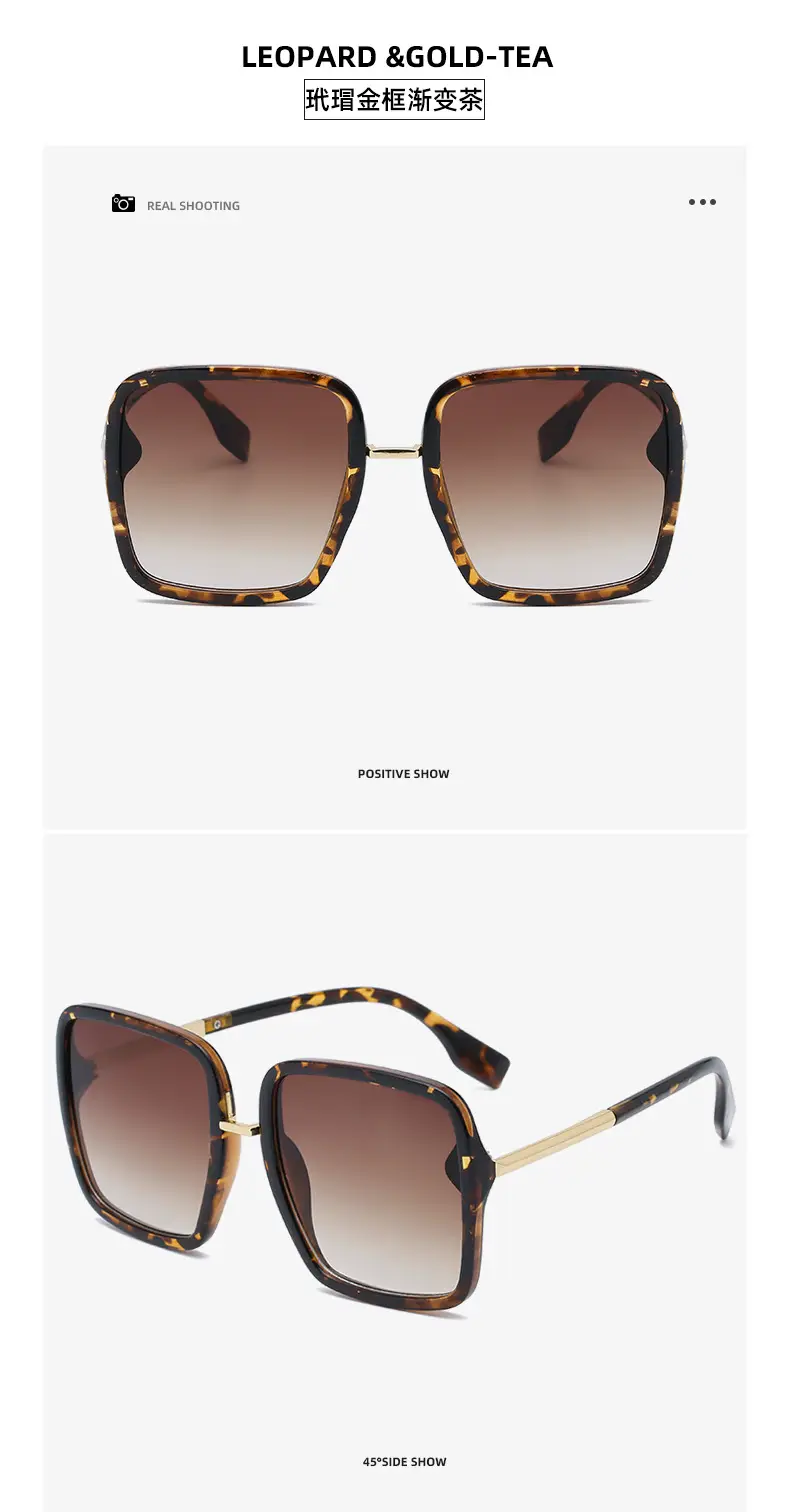 Orange Gold Pink Square Sunglasses Large Frame — feature 17