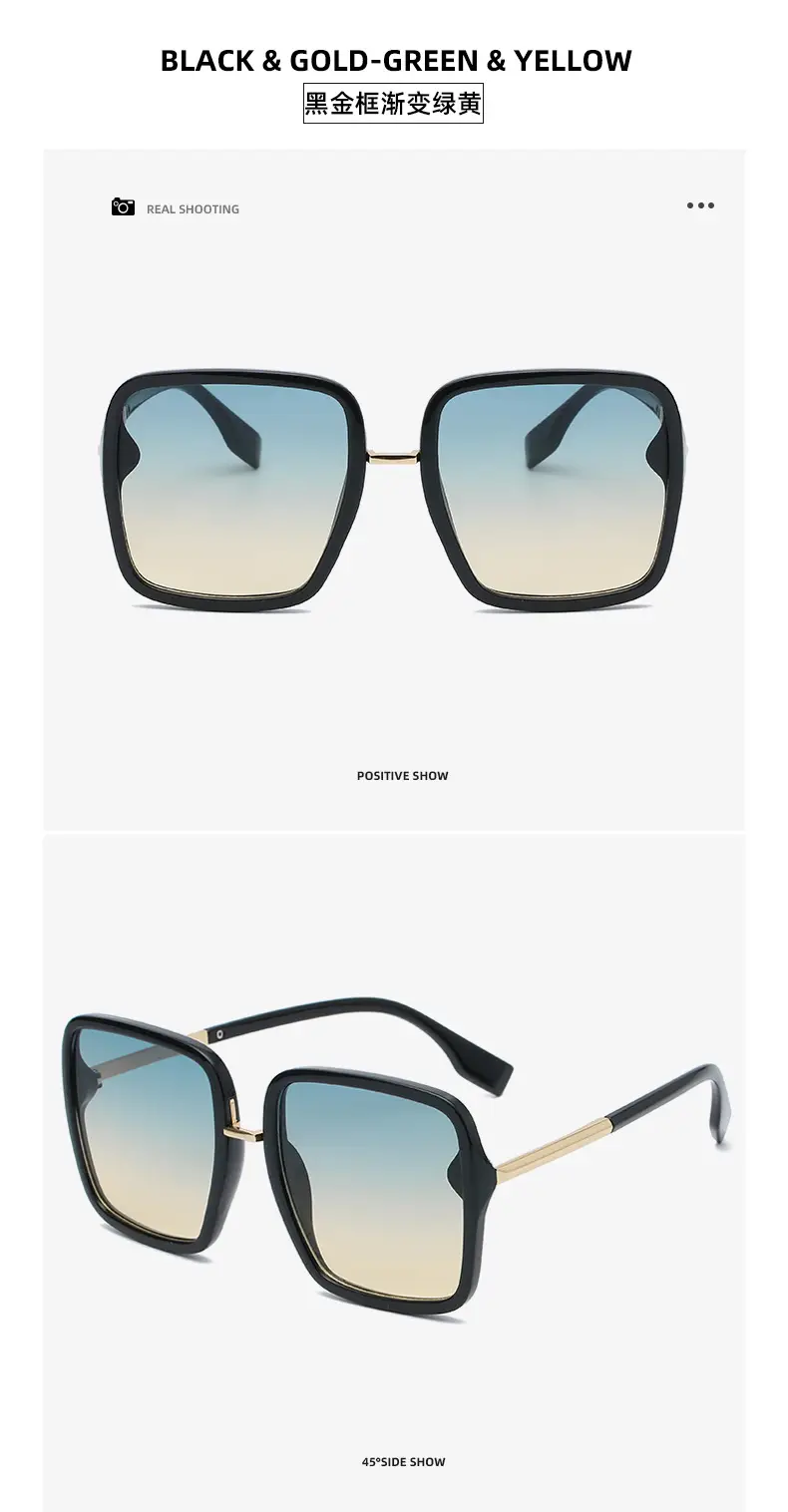 Orange Gold Pink Square Sunglasses Large Frame — feature 20