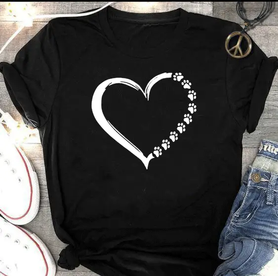 Pink Heart Print Short Sleeve T-Shirt for Women - Image 2