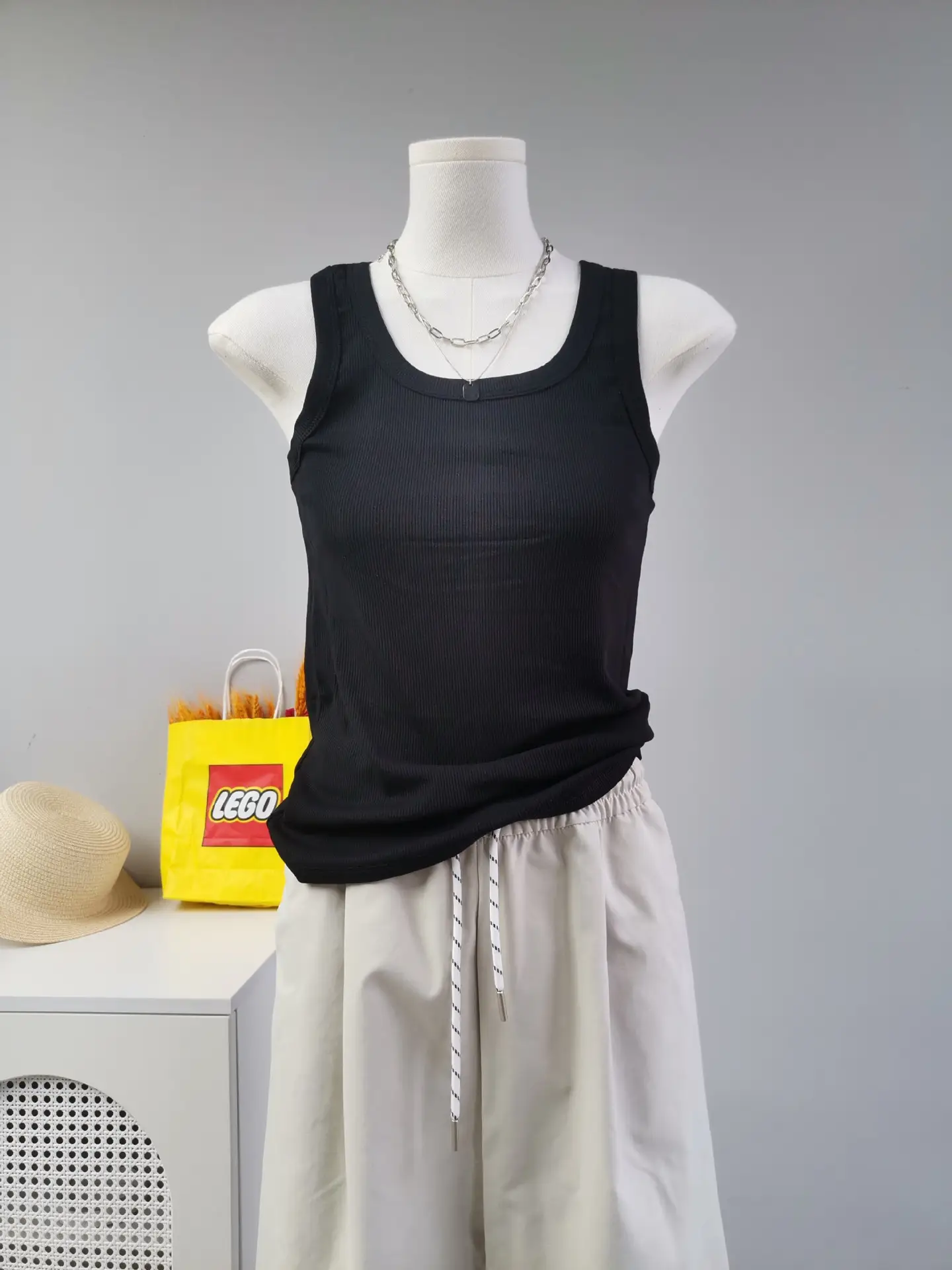 Women Black Cotton Shorts with White Trim