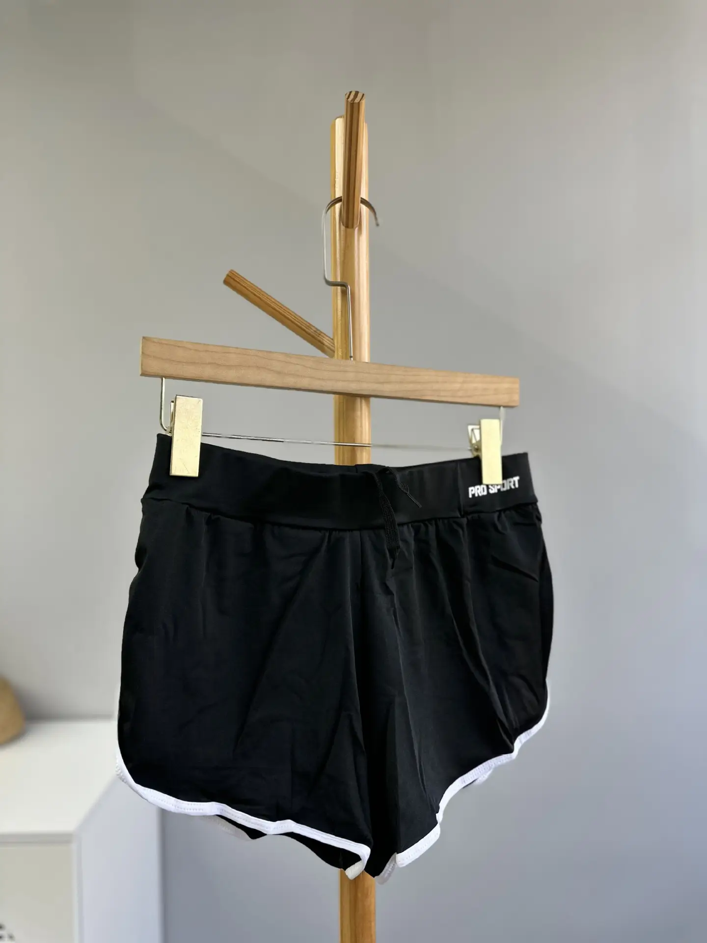 Women Black Cotton Shorts with White Trim