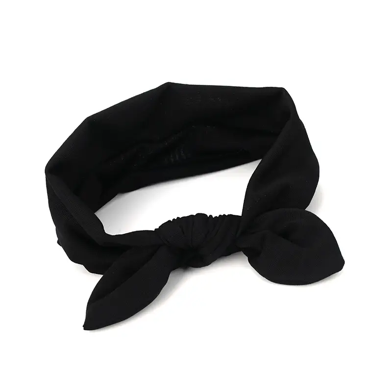 Black Bow Knot Fabric Headband for Women - Image 2