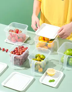 Japanese Style Plastic Refrigerator Storage Box Set with Lid — feature 18