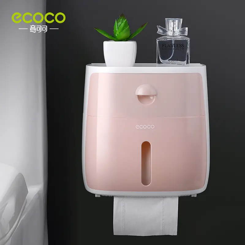 Pink Wall-Mounted Toilet Paper Storage Rack - Image 3