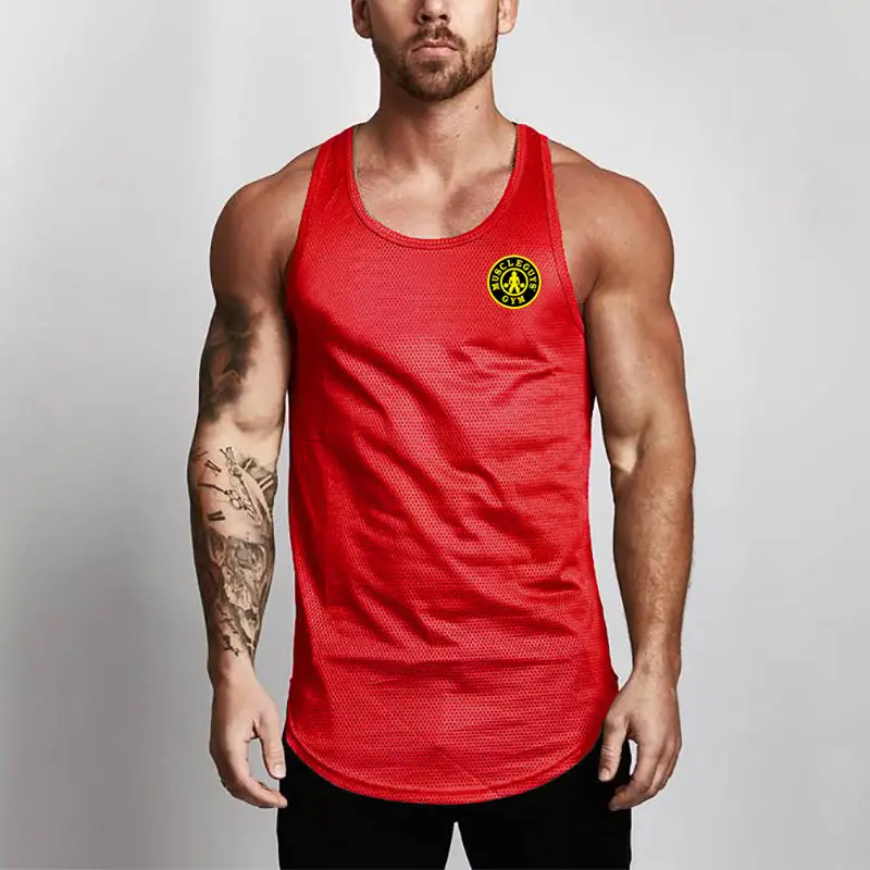 Men's Blue Logo Sleeveless Vest Mesh