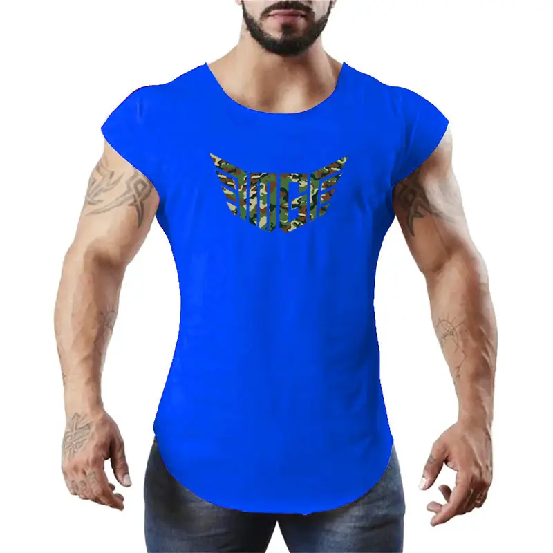 Men's White Sleeveless Gym Vest with Logo - Image 3