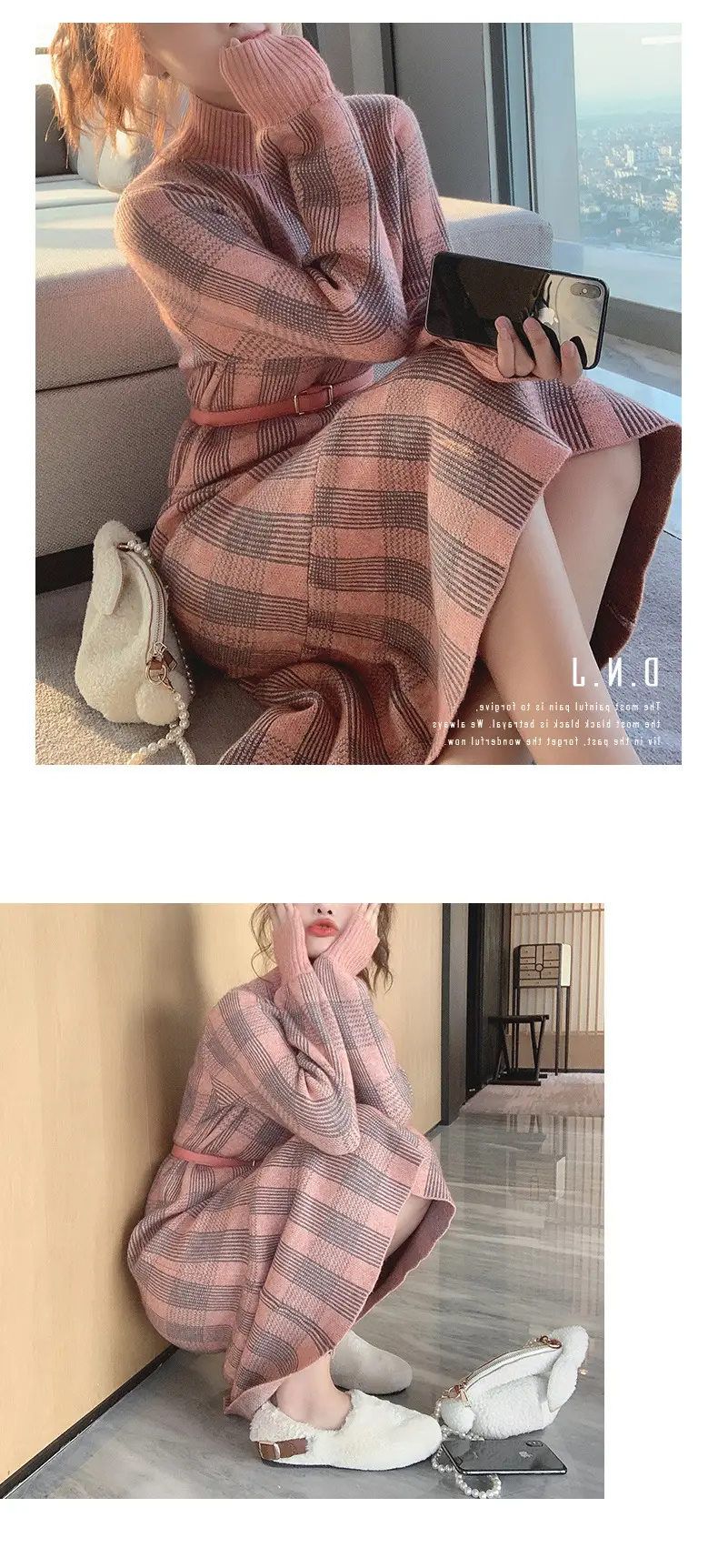 2023 Knitted Ruffled Sweater Dress Long Sleeve — feature 10