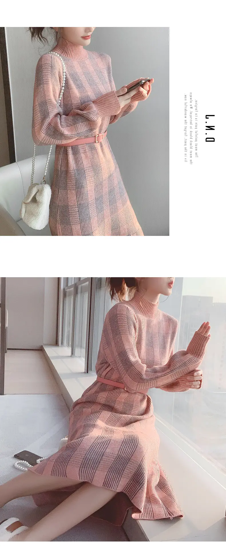 2023 Knitted Ruffled Sweater Dress Long Sleeve — feature 12