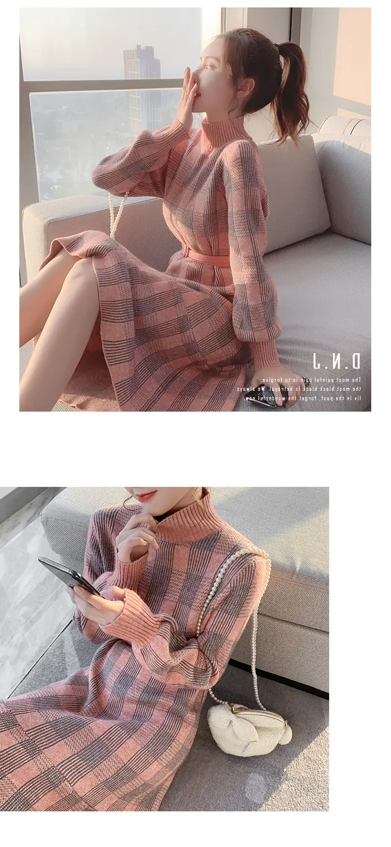2023 Knitted Ruffled Sweater Dress Long Sleeve — feature 6