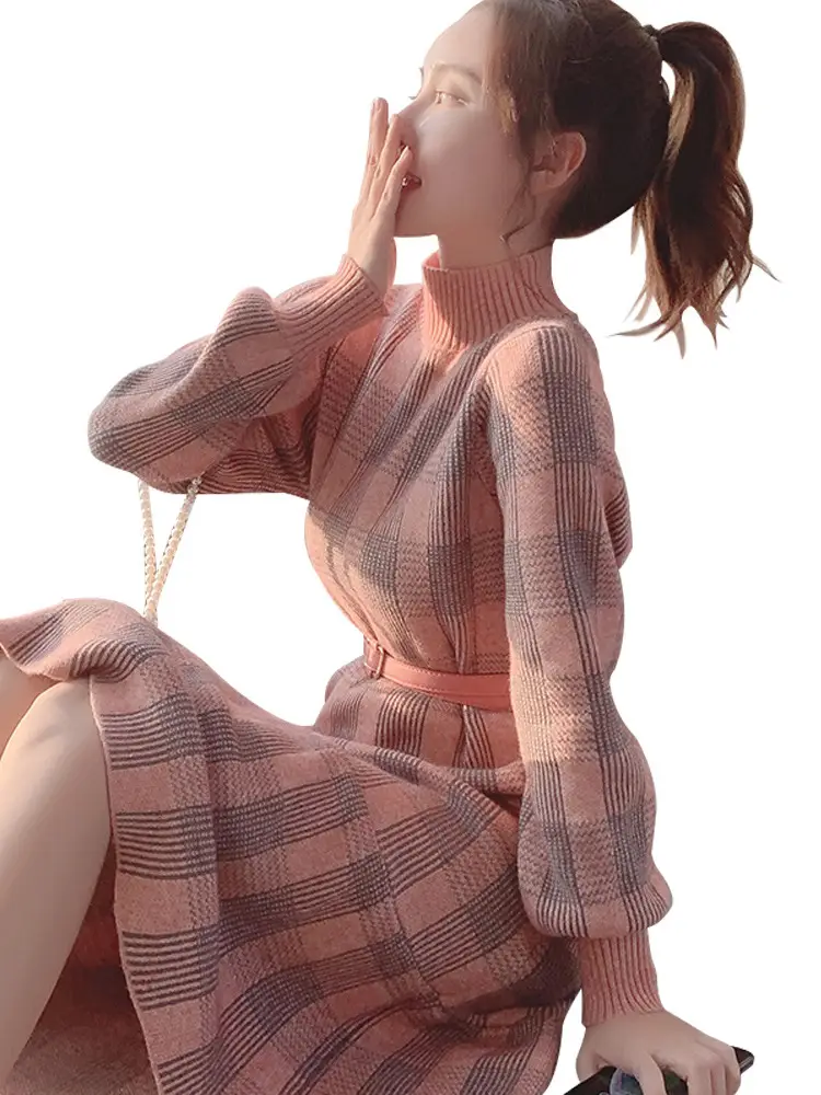 2023 Knitted Ruffled Sweater Dress Long Sleeve — feature 9