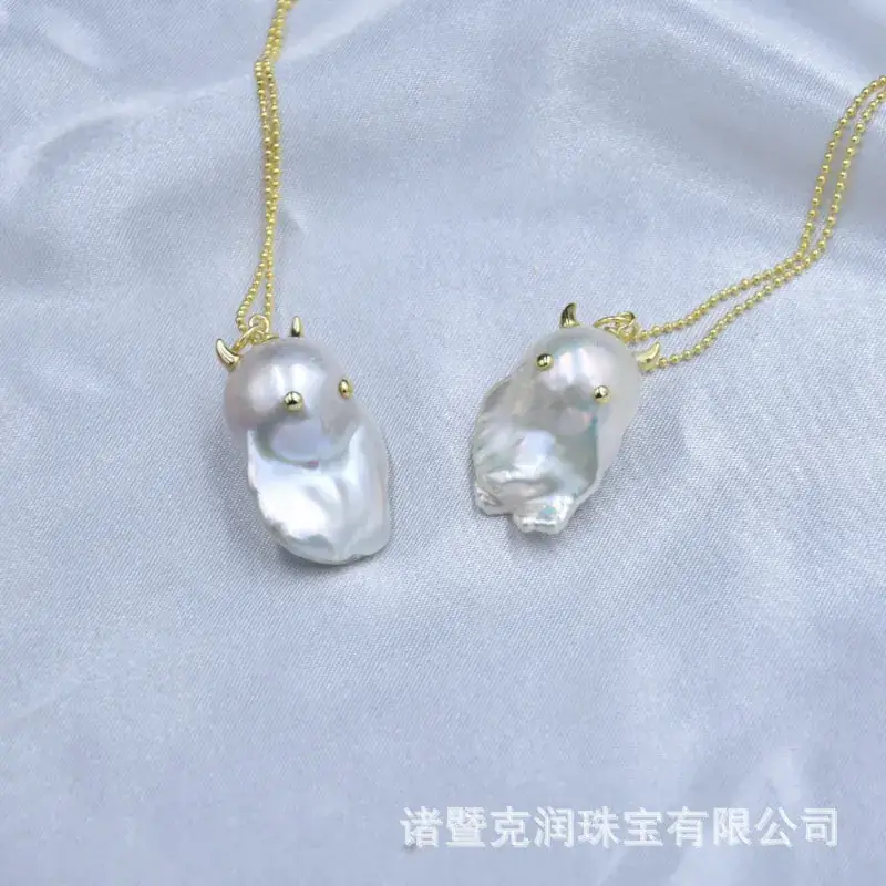 Unisex Pearl Pendant Set 925 Silver Demon Design - Image 5