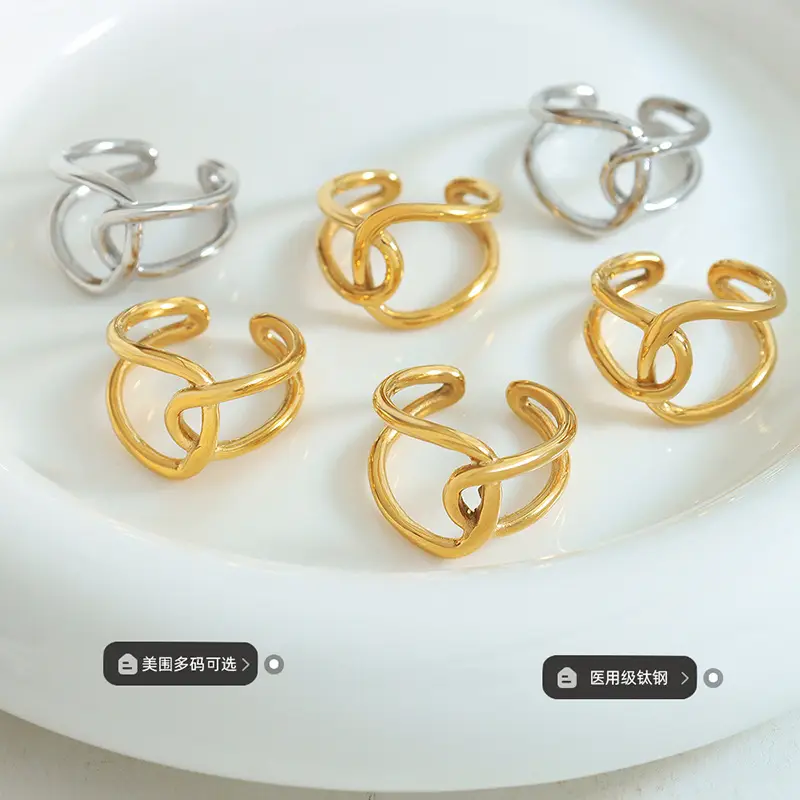 European & American Double Ring Cross Design Gold Plated - Image 4