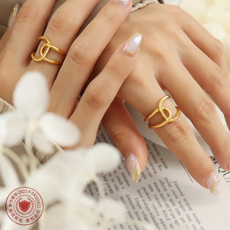 European & American Double Ring Cross Design Gold Plated - Image 5