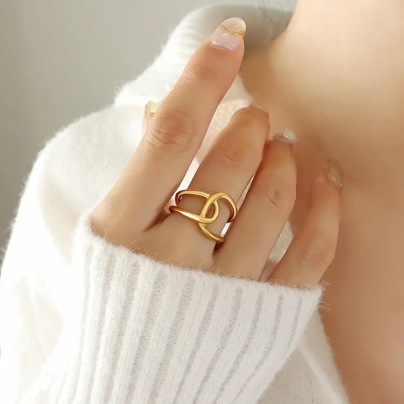 European & American Double Ring Cross Design Gold Plated - Image 6