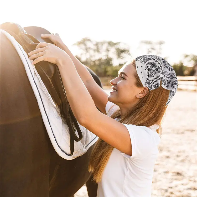 Purple Paisley Headscarf for Women with Elastic Band - Image 9