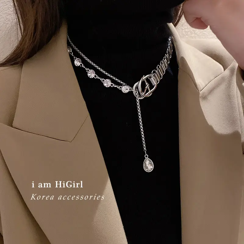 Diamond Box Chain Pendant Necklace for Women - Image 4