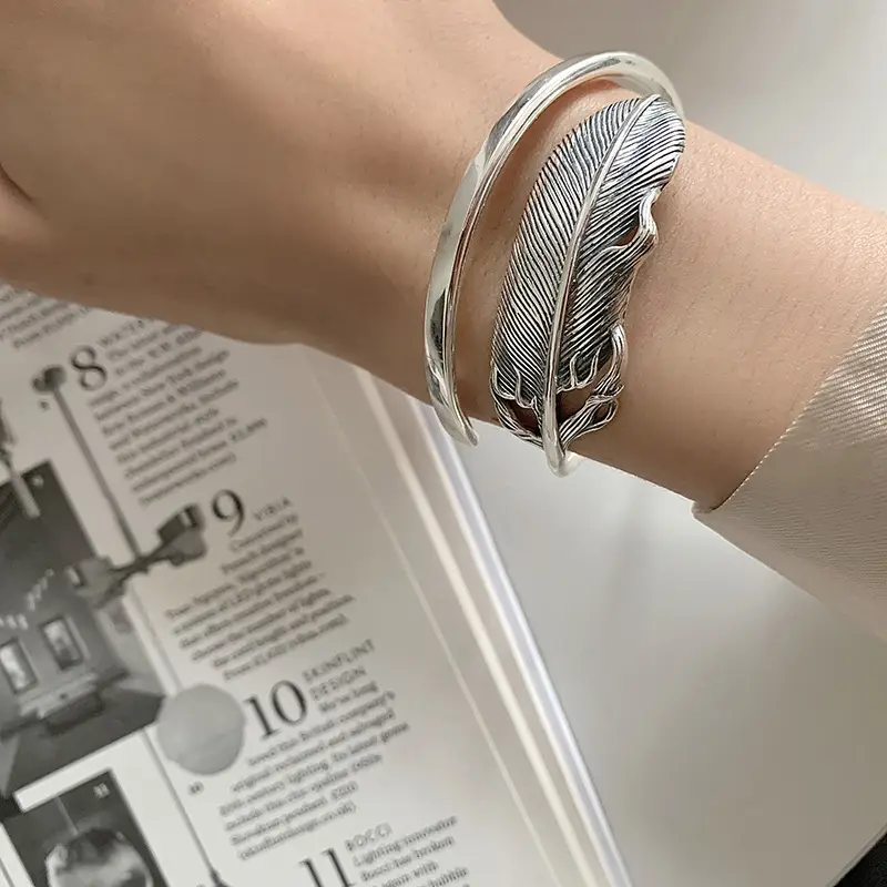 Stereen Silver Feather Bracelet for Women - Image 3
